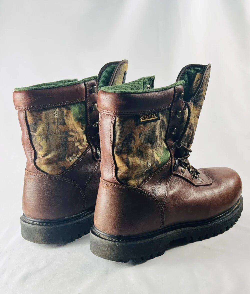 Wolverine Goretex Thinsulate Camo Hunting Boots Men US 10 1/2 Leather Lace Up